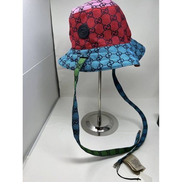 New Gucci GG hat Reversible canvas bucket straps hat with Interlocking G - Picture 5 of 11